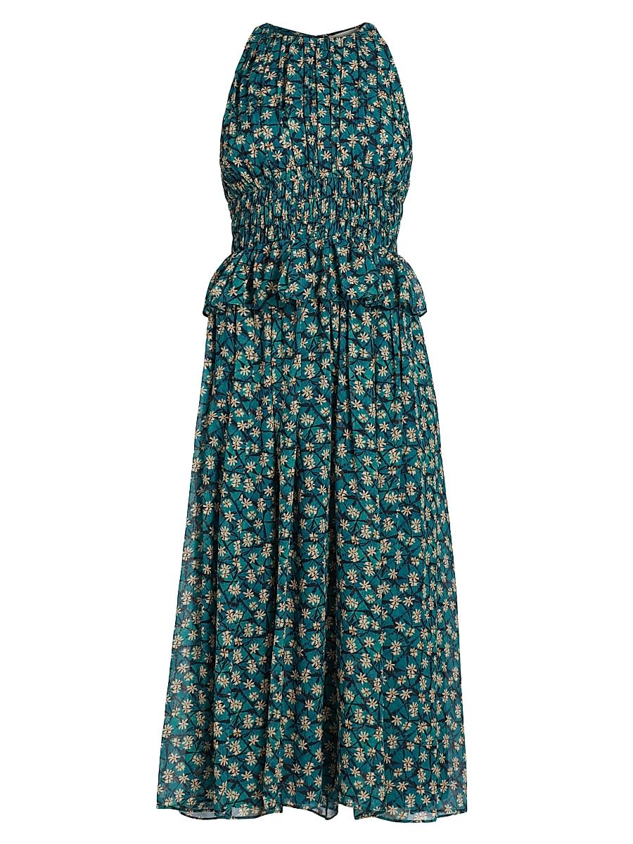 Women's Adeline Floral Silk midi-Dress - Clematis - Size 4