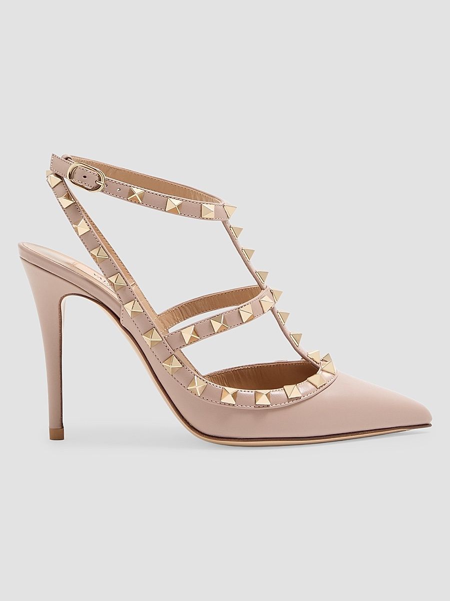 Women's Rockstud Ankle Strap 100MM Pumps - Poudre - Size 4.5