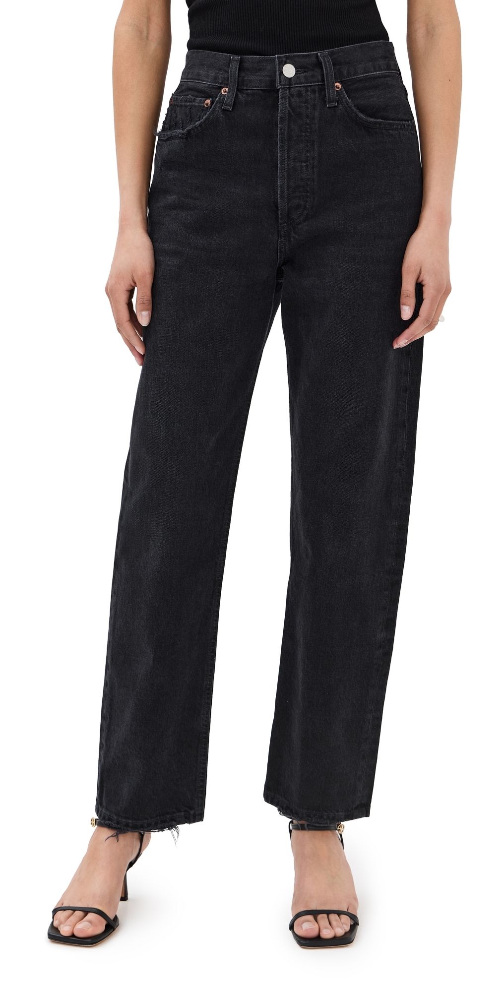 AGOLDE 90 Mid Rise Straight Jeans Tar 33
