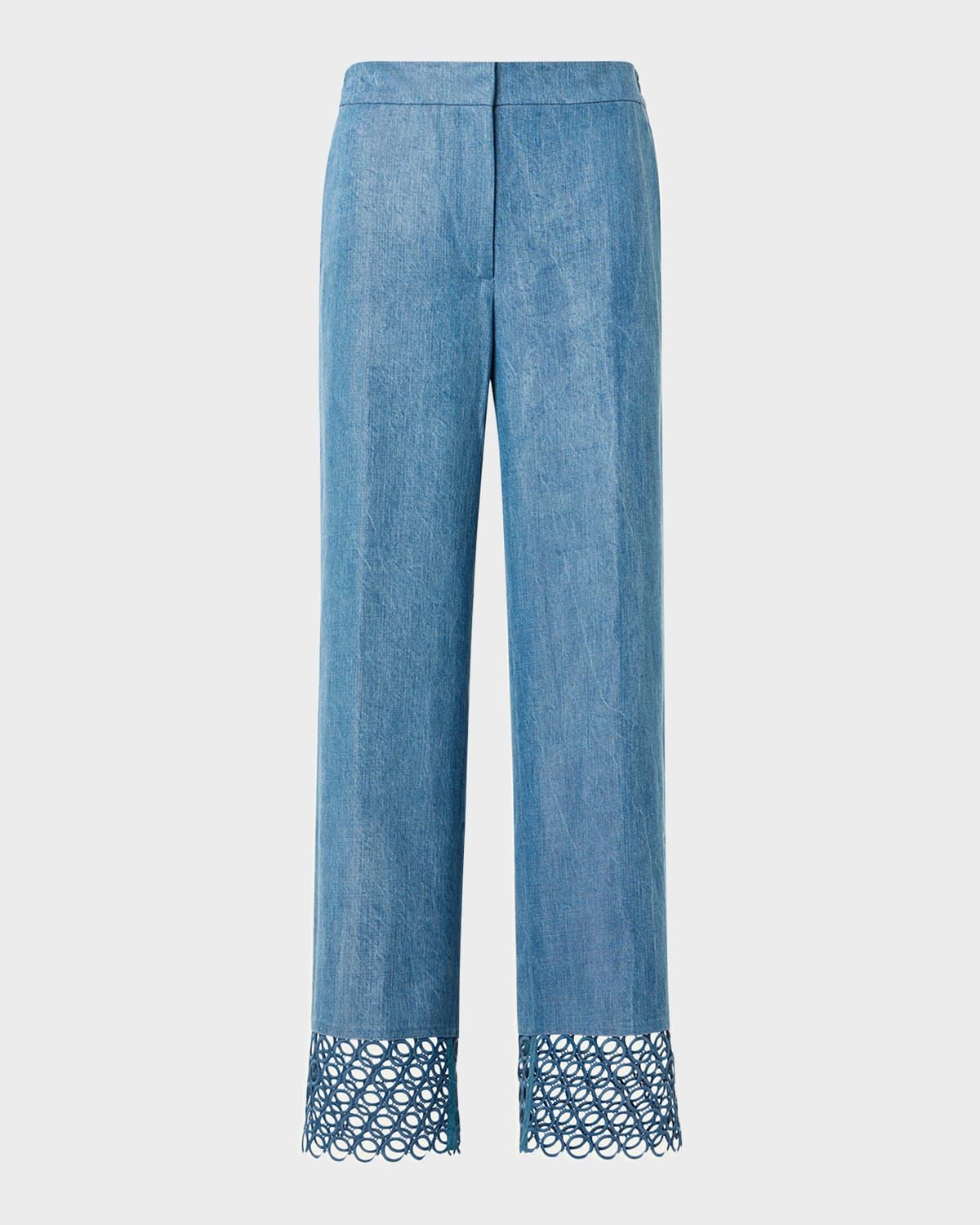 Marlon Eyelet Cuffed Straight-Leg Ankle Pants