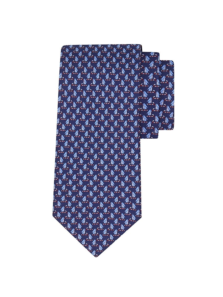 Men's Penguin Silk Tie - Blue