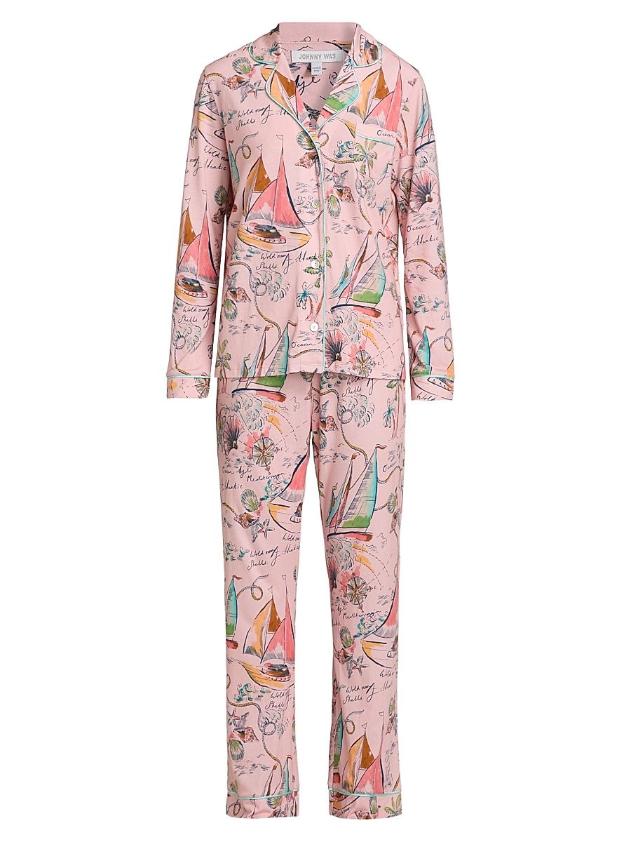 Women's The Carly Printed Cotton-Modal Pajamas - Delphina - Size XL