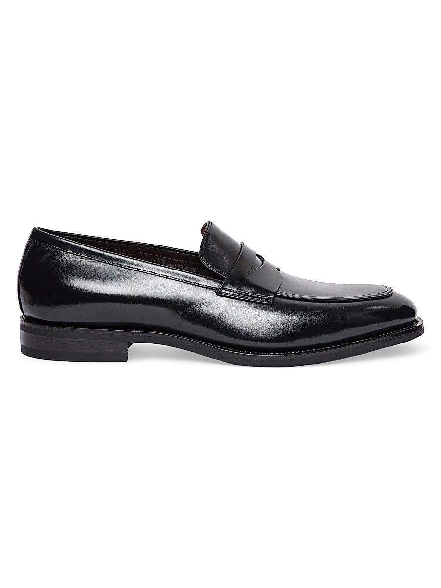 Men's Gregor Leather Penny Loafers - Black - Size 12