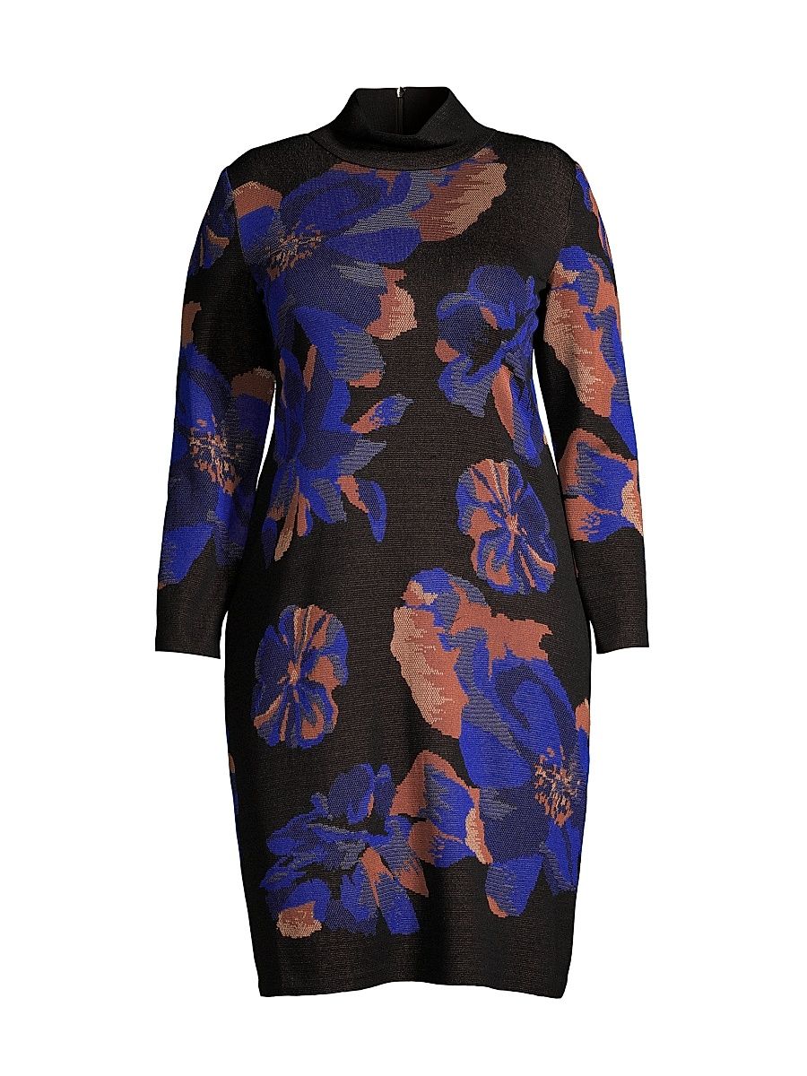 Women's Floral Knit Midi-Dress - Size 24