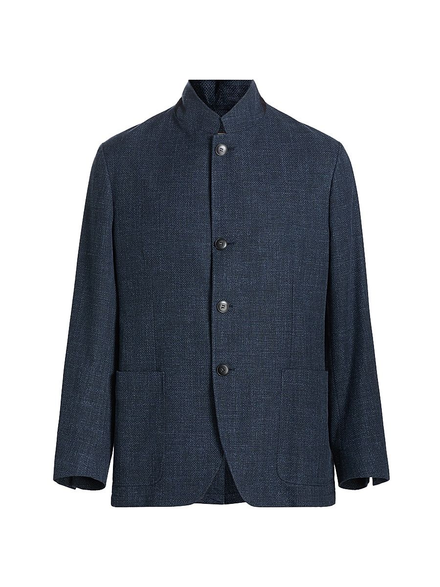 Men's Hybrid 4-Button Patch Jacket - Navy - Size 46