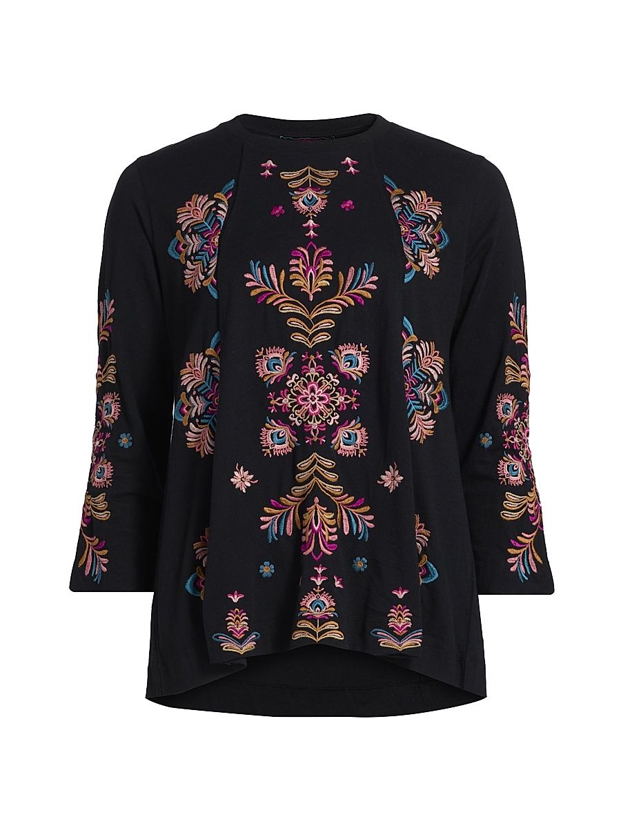 Women's Brandi Raw-Seam Swing T-Shirt - Black - Size Small