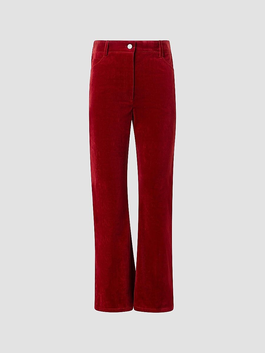 Akris punto Women's Cali Velvet Boot-Cut Crop Pants - Cranberry - Size 2