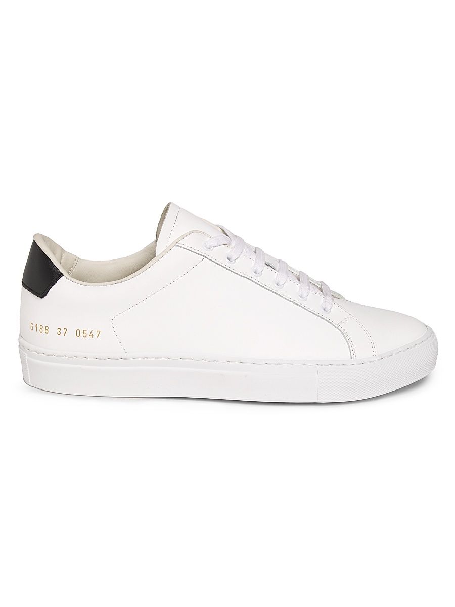 Women's Retro Classic Leather Sneakers - White Black - Size 10