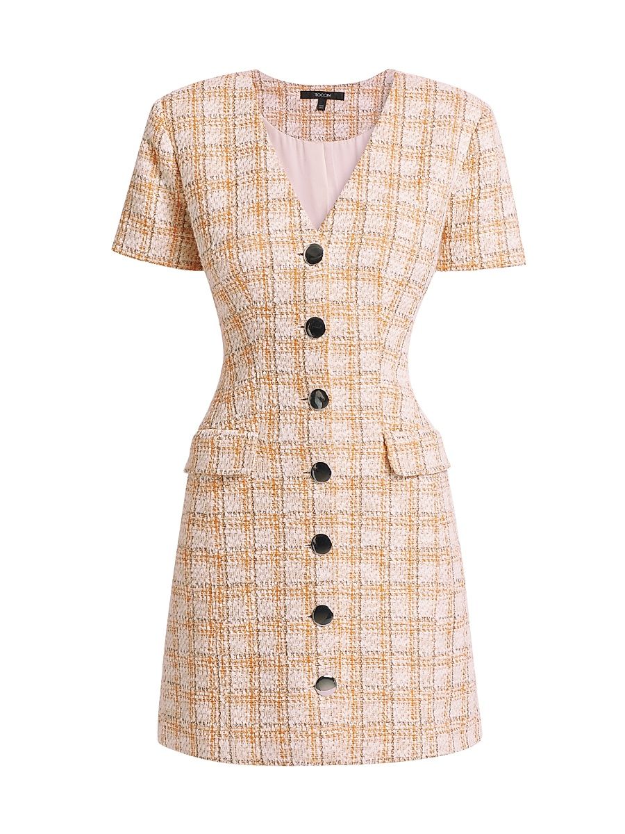 Women's Phoebe Tweed Short-Sleeve Minidress - Mango Multi - Size 10