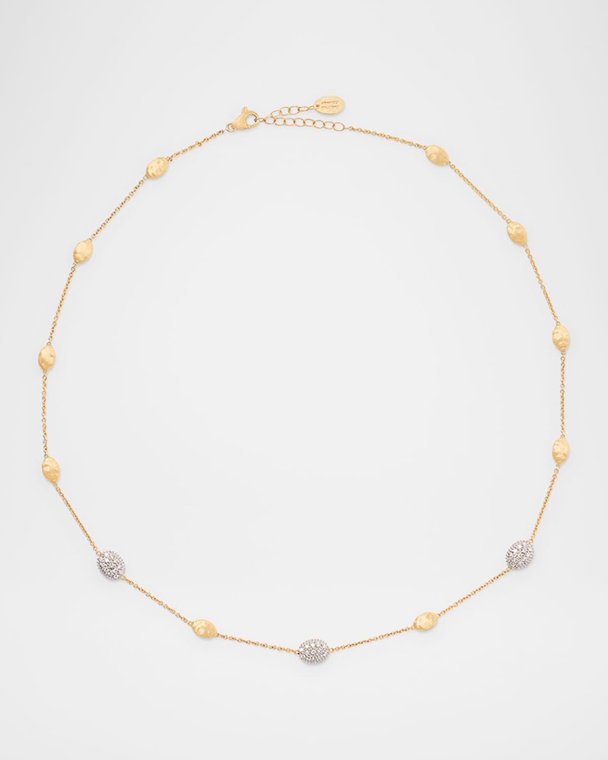 18K Yellow Gold Siviglia Diamond Bean Necklace