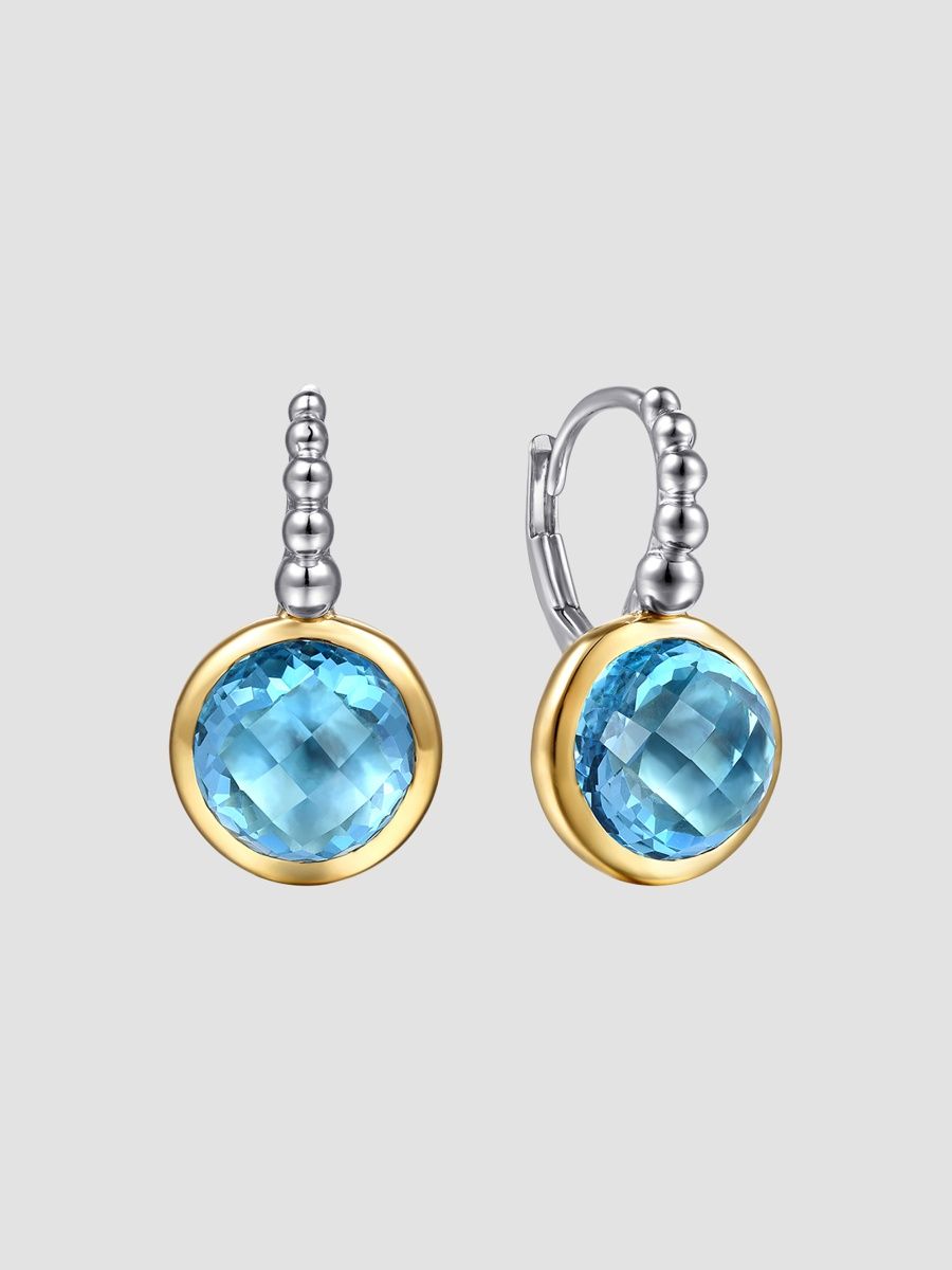 Gabriel & Co Women's Bujukan Sterling Silver, 14K Yellow Gold & Swiss Blue Topaz Drop Earrings - Two Tone