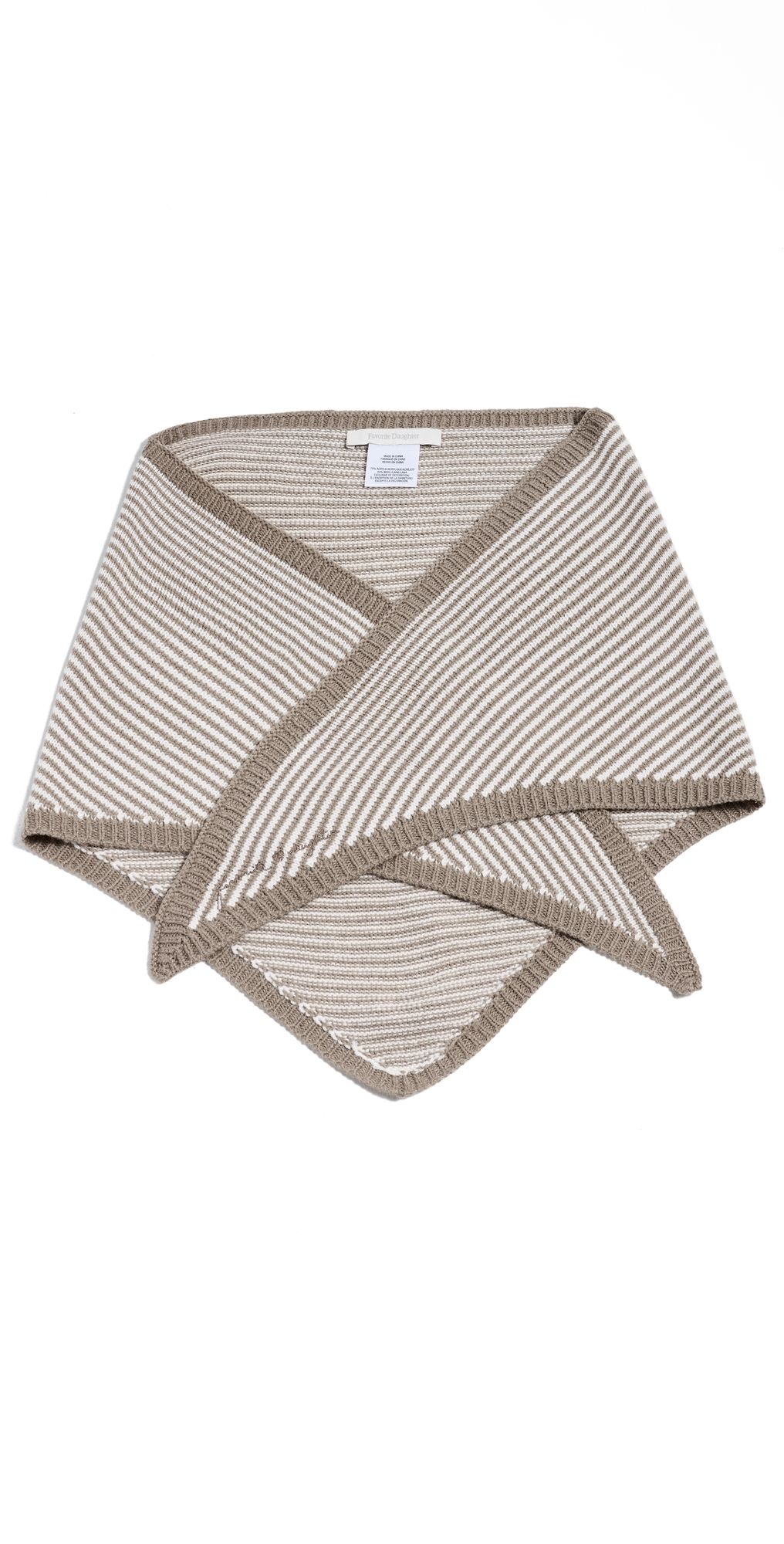 Favorite Daughter The Stripe Knitted Triangle Scarf soft taupe stripe One Size