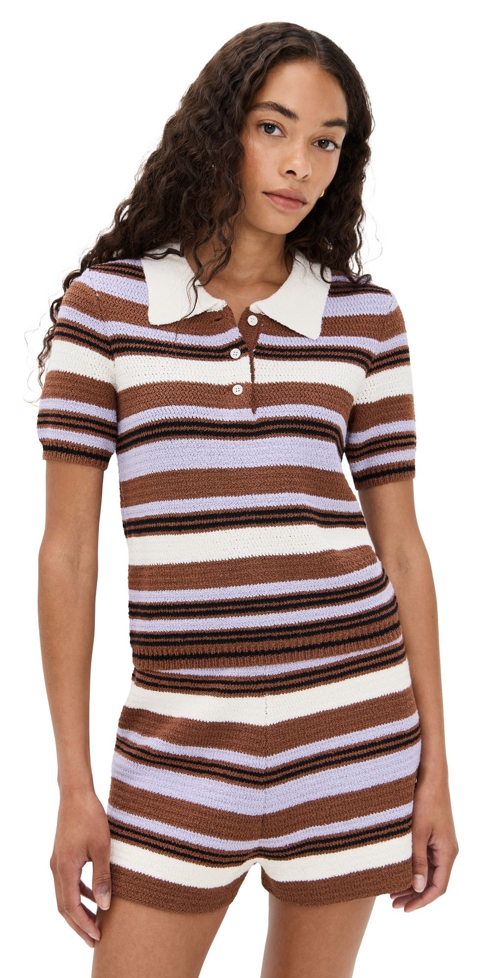 LE BOP Striped Boucle Polo Sand Multi S