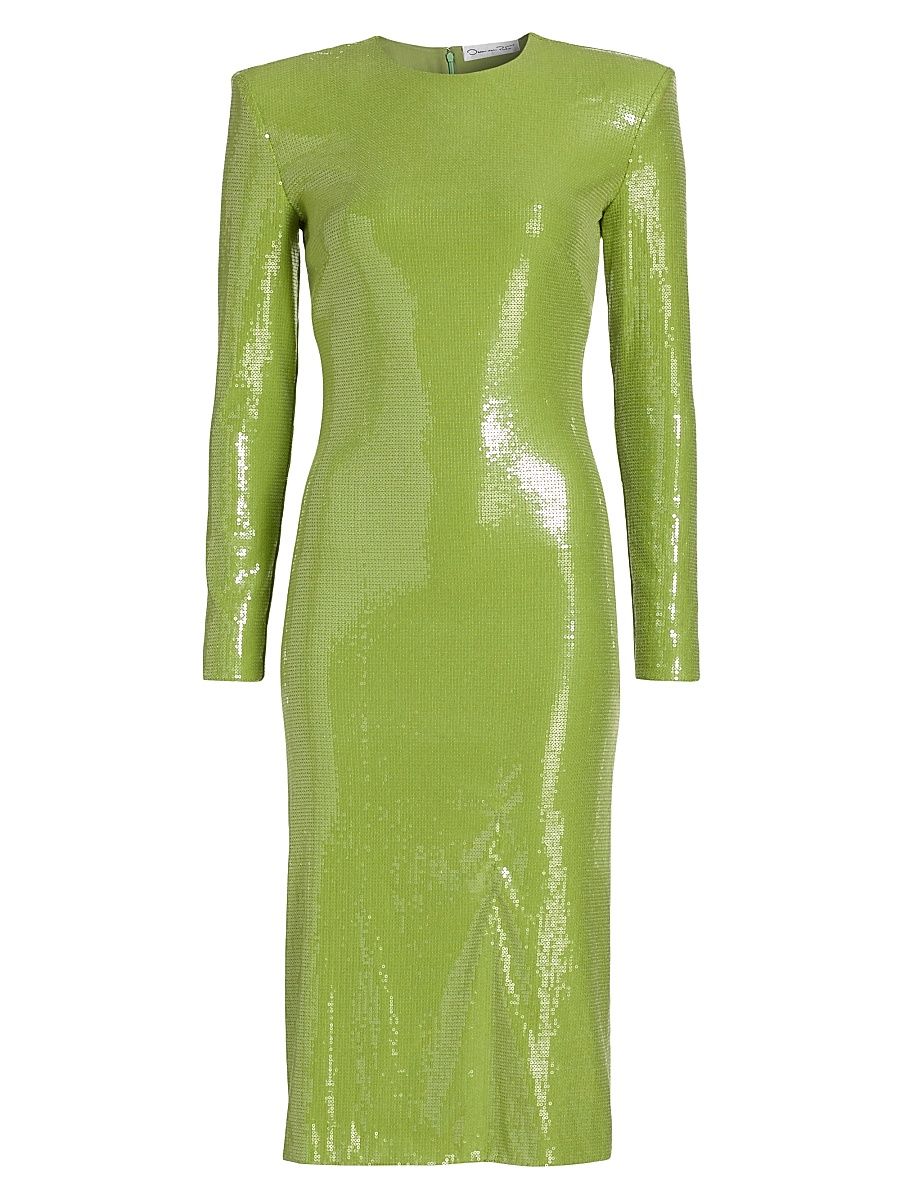 Women's Sequined Long-Sleeve Cocktail Dress - Fern - Size 8