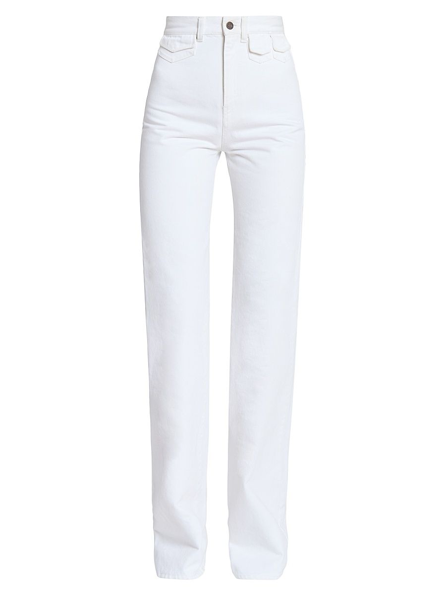 Women's Twill Cotton Slim-Fit Jeans - White - Size 6