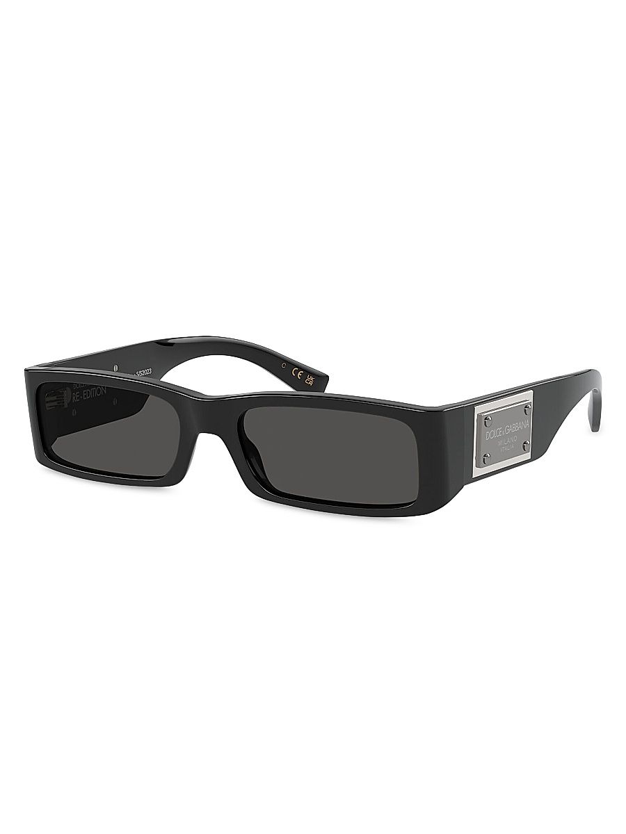 Men's 55MM Acetate Rectangular Sunglasses - Black