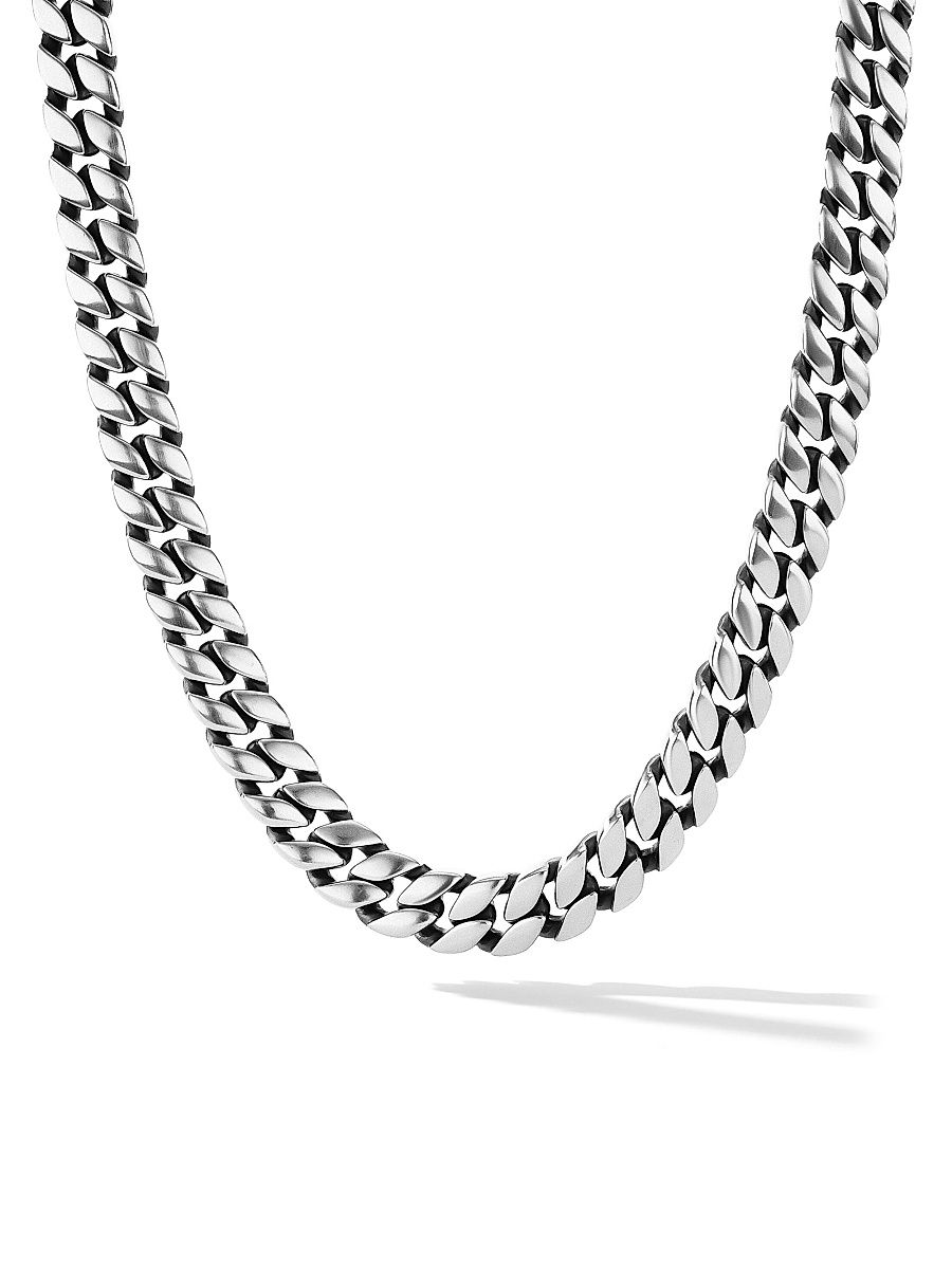 Men's Curb Chain Necklace in Sterling Silver - Silver - Size 26