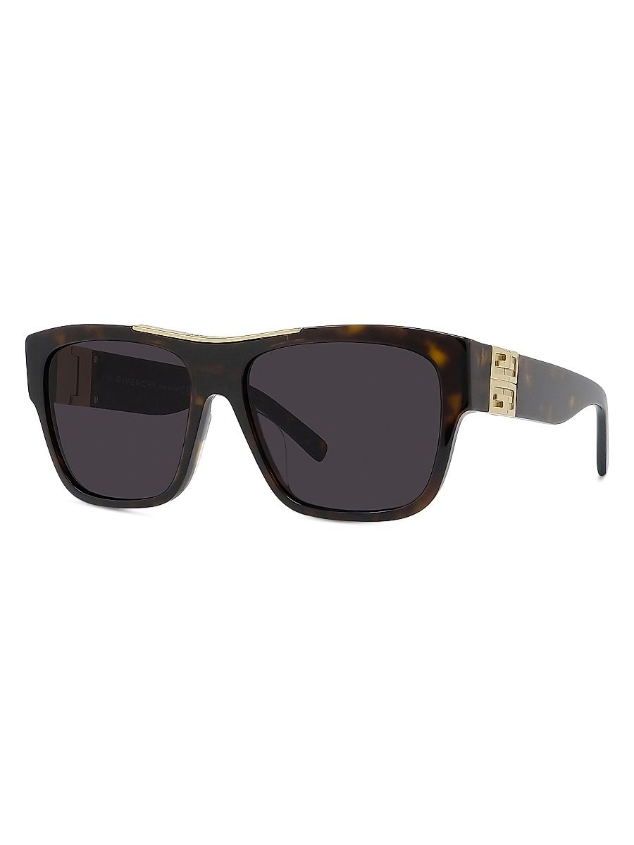 Men's Square Havana Logo Sunglasses - Brown