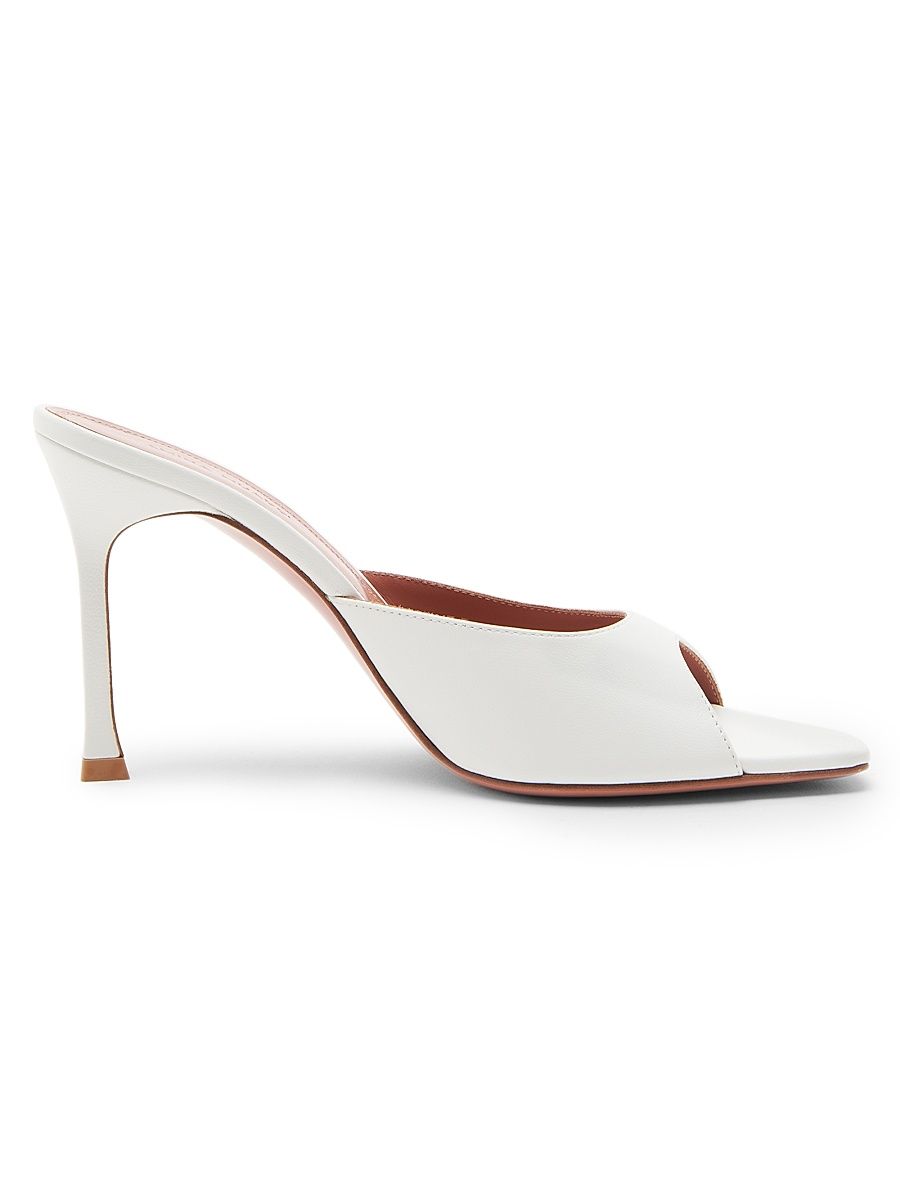 Women's Alexa 95MM Leather Mules - Nappa White - Size 11