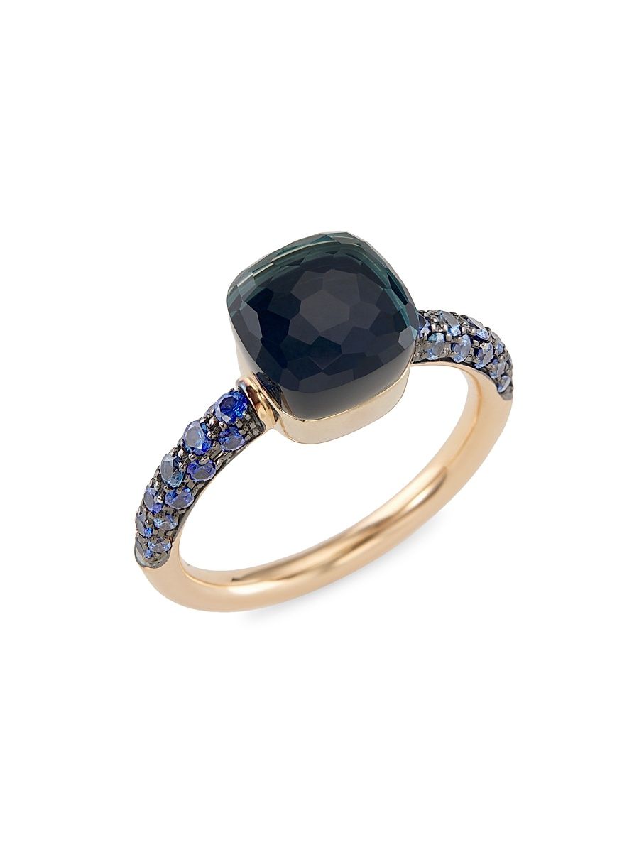 Women's Nudo Classic Petit Two-Tone 18K Gold & Multi-Stone Ring - Blue - Size 7.25