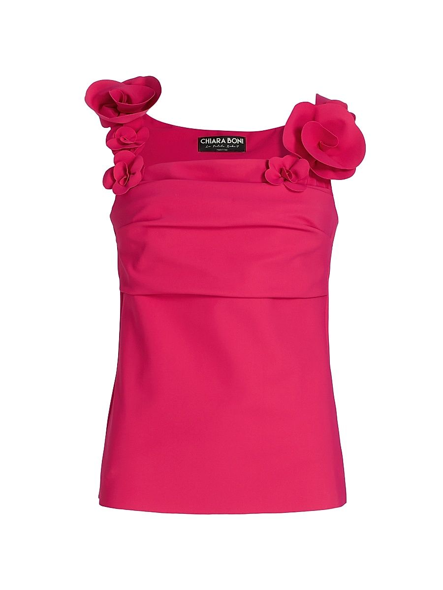 Women's Duny Floral Appliqué Top - Lampone - Size 8