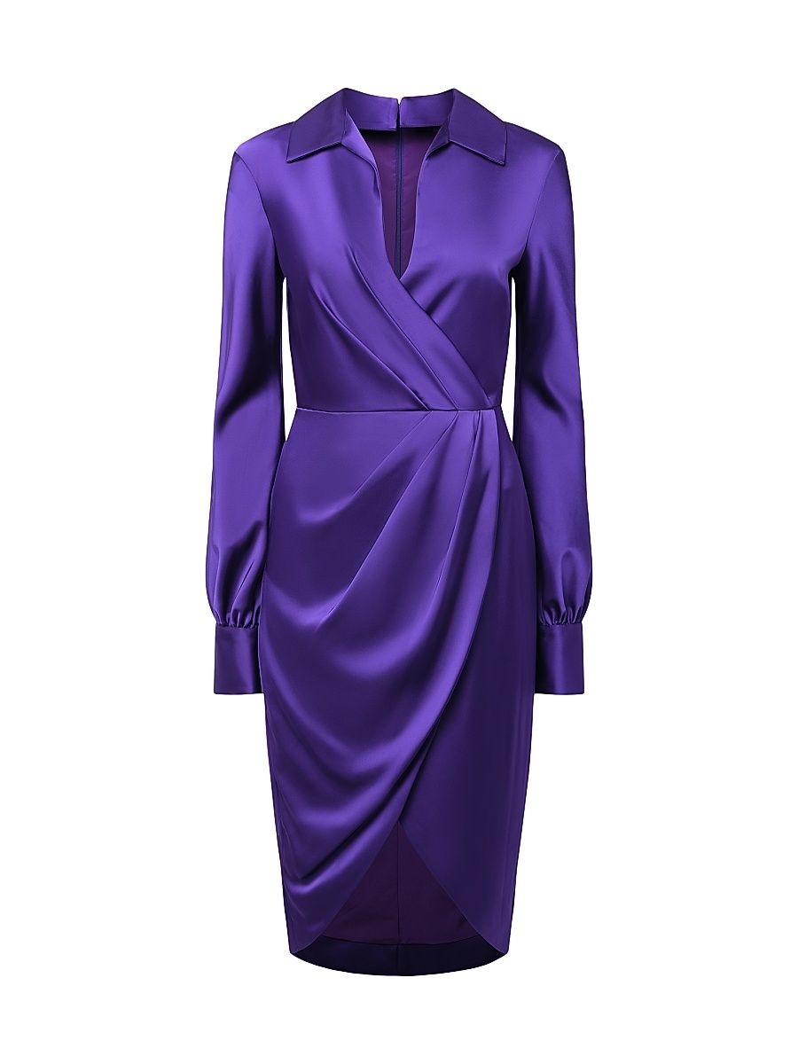 Women's Steph Satin Sheath Shirtdress - Empress Violet - Size 14
