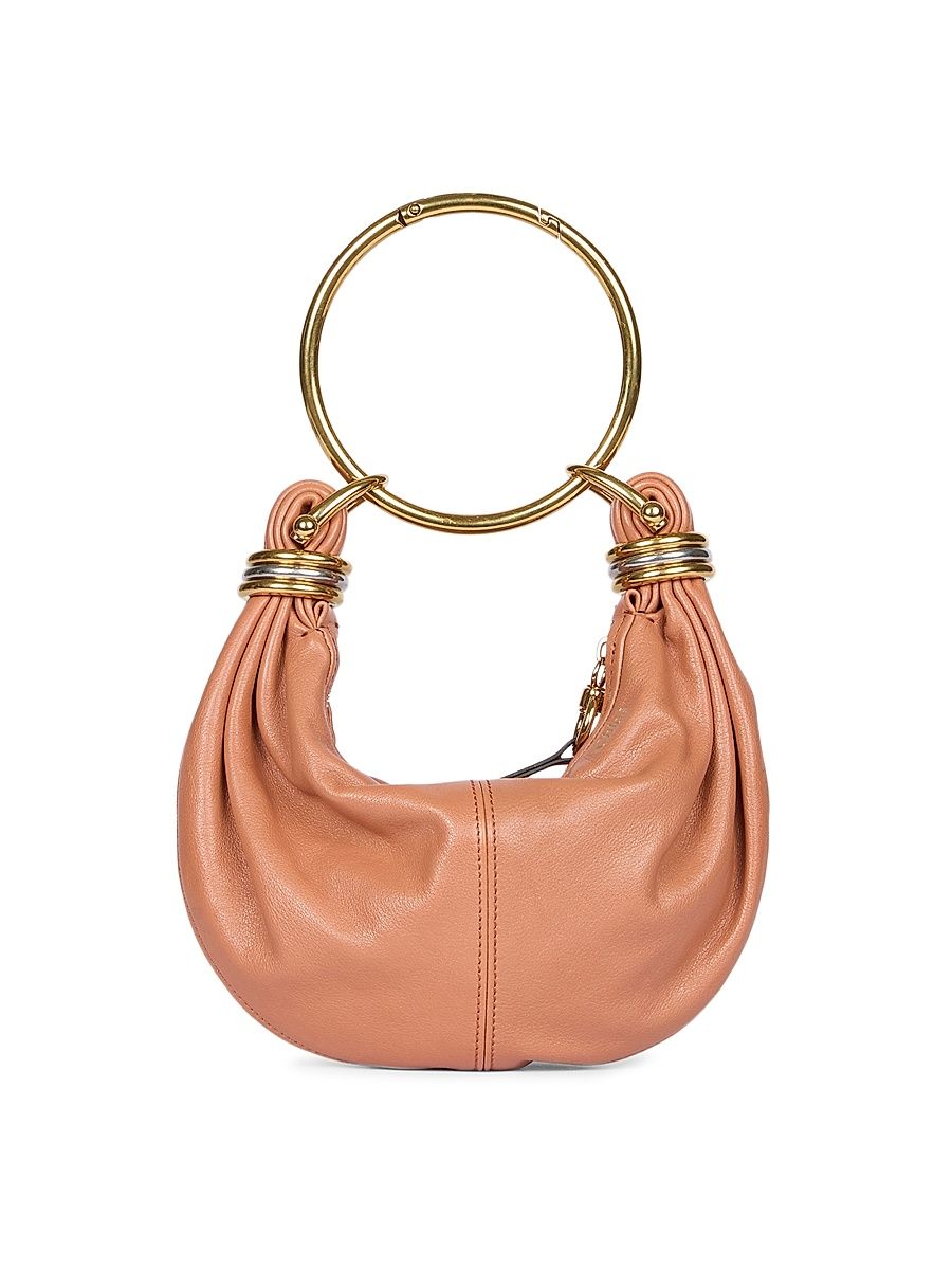 Women's Mini Bracelet Leather Hobo Bag - Wooden Orange