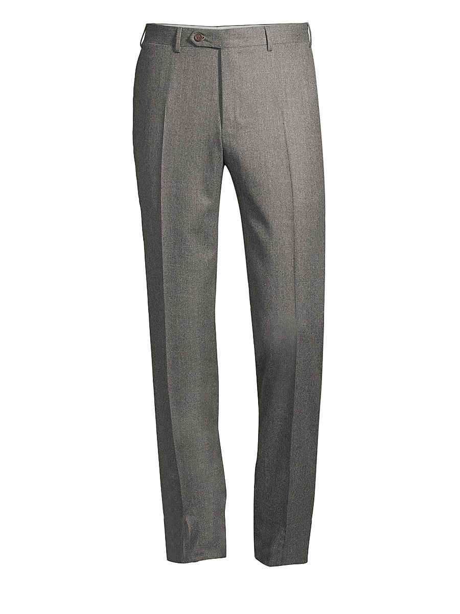 Men's Flannel Wool Trousers - Light Grey - Size 38
