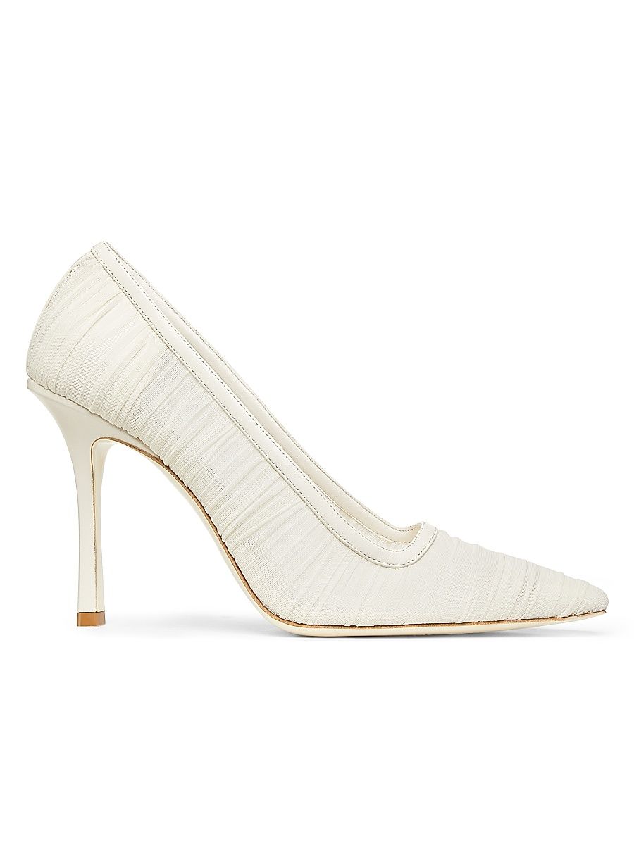 Women's Lotta 100MM Ruched Tulle Pumps - Ivory - Size 12