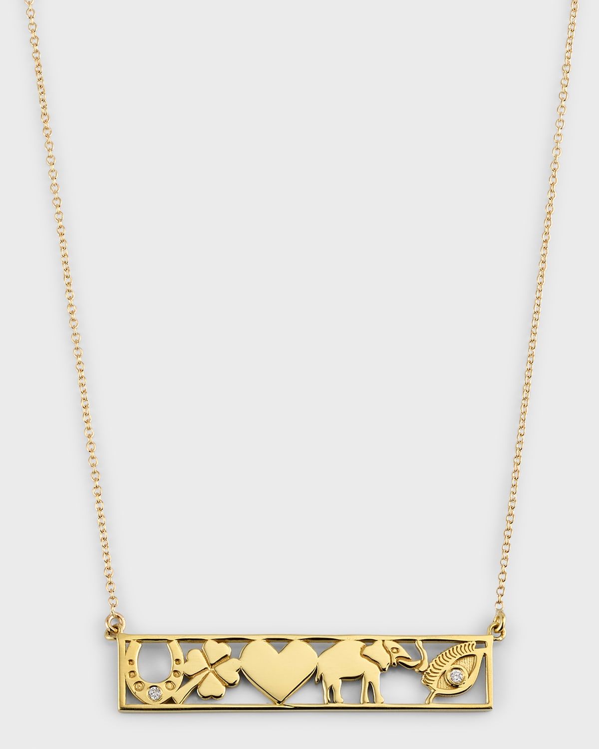 18K Yellow Gold Good Luck Bar Necklace