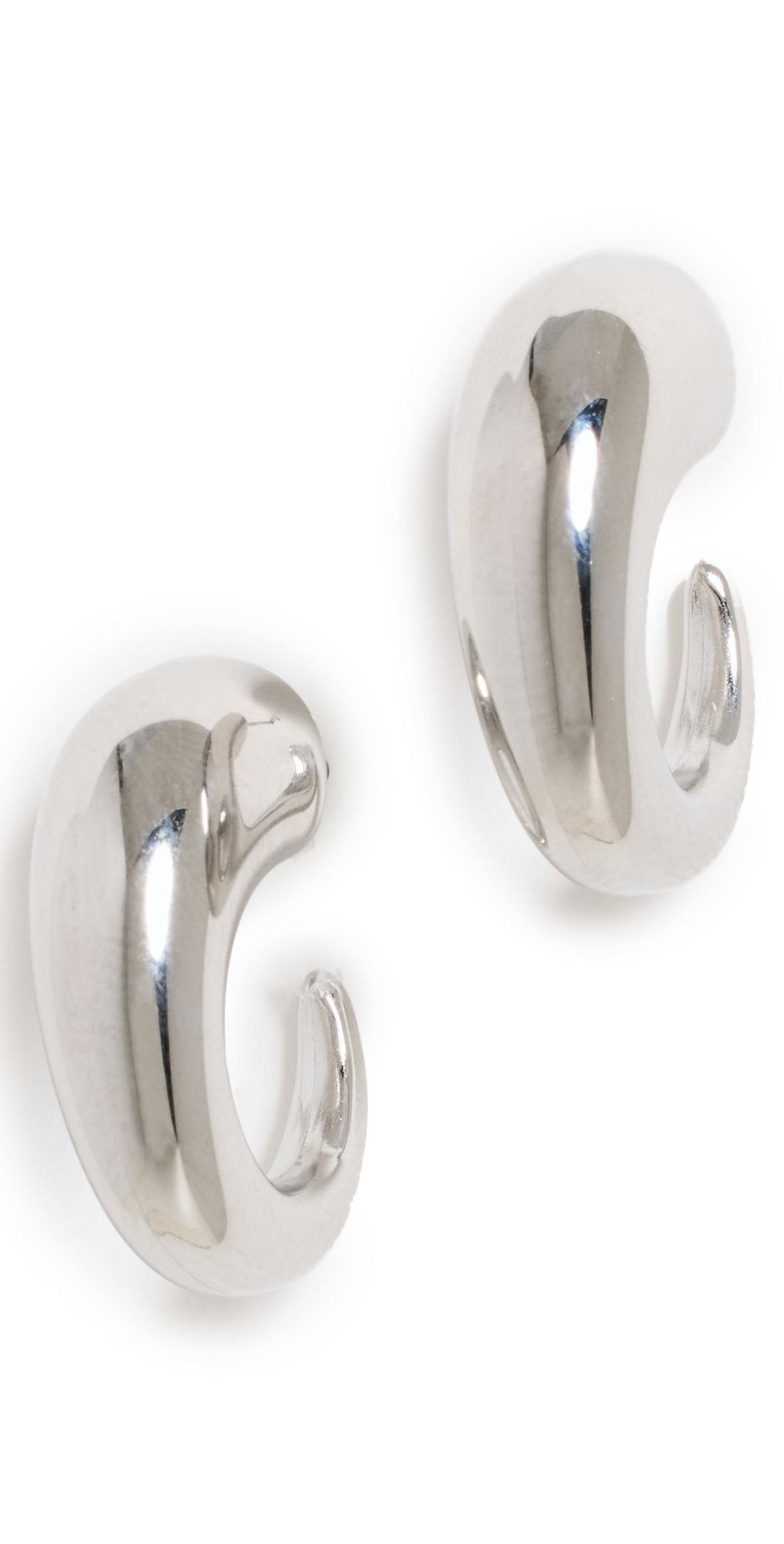 By Adina Eden Solid Bubble Elongated Hoop Earrings Silver One Size