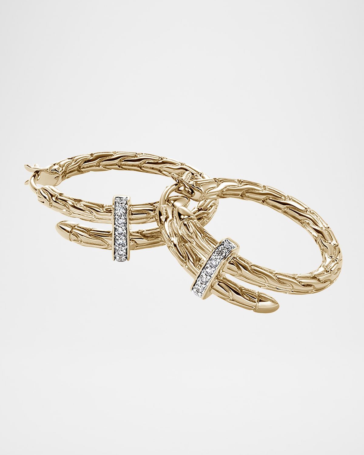 14K Diamond Spear Hoop Earrings, 22.5mm