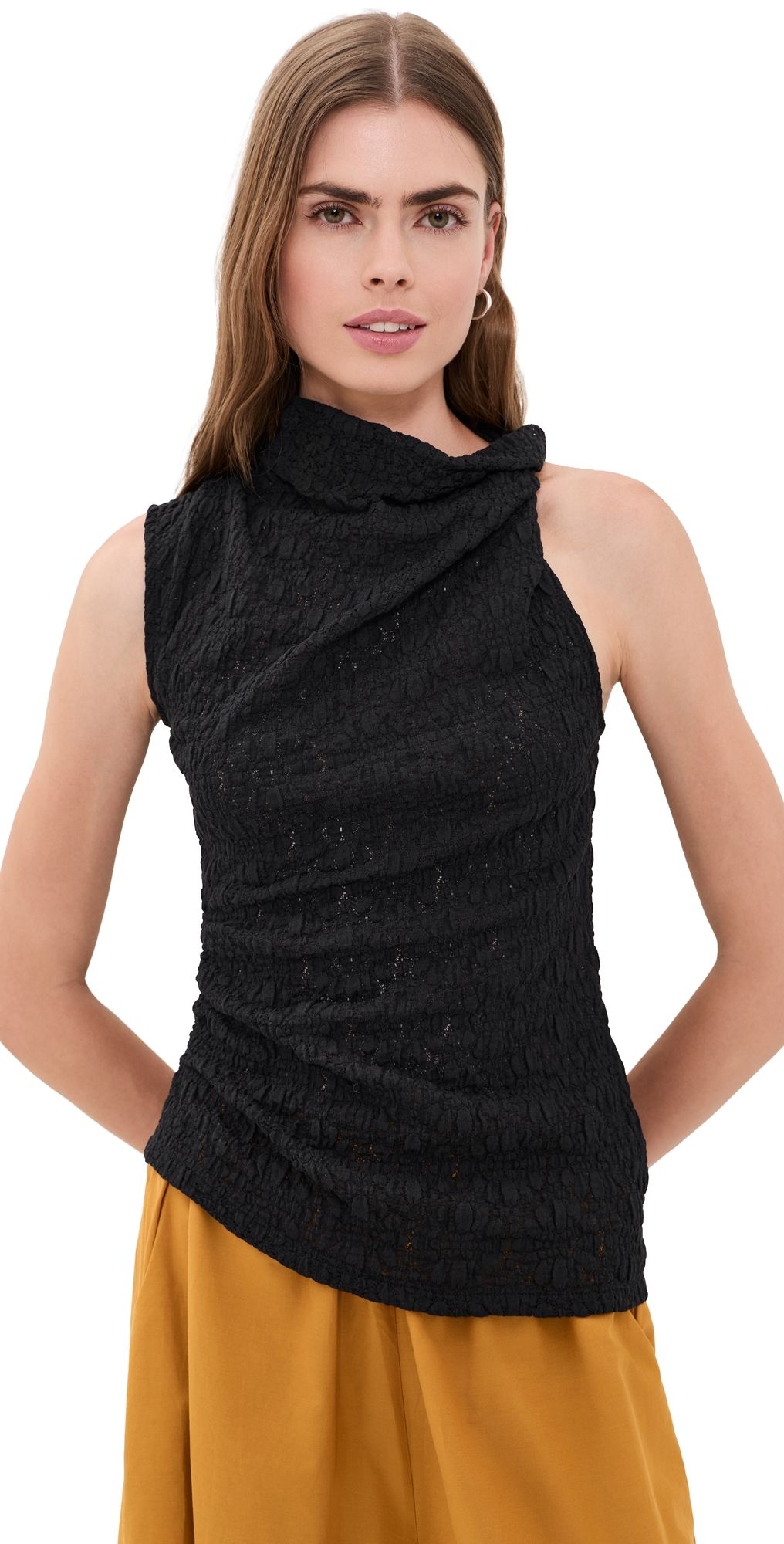 Proenza Schouler White Label Circe Top In Stretch Lace Black M