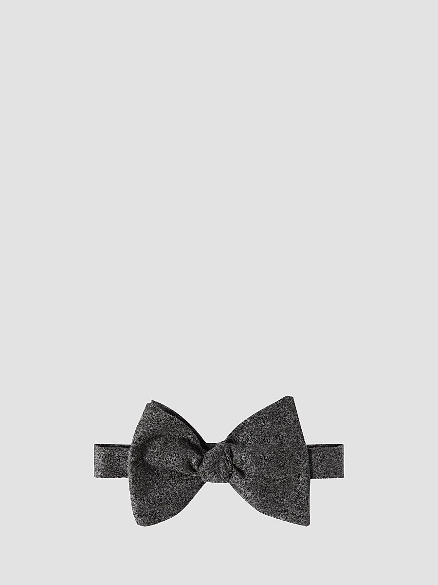 Men's Cashmere and Silk Lightweight Flannel Bow Tie - Slate