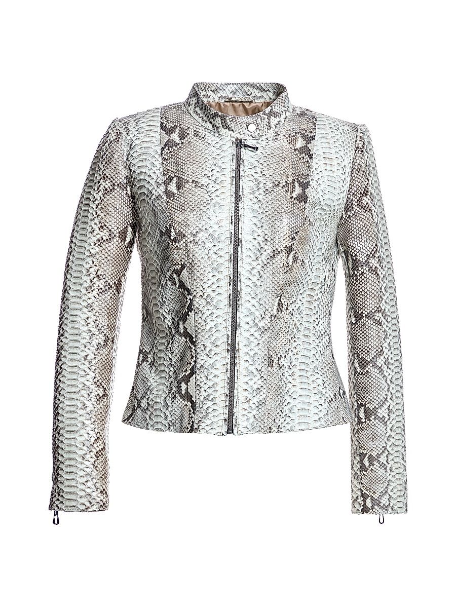 Women's Python Leather Jacket - Natural - Size Large