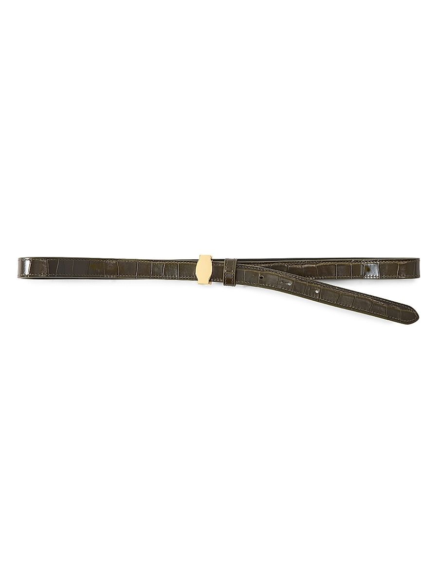 Women's Dash Croc-Embossed Leather Belt - Cypress - Size Large