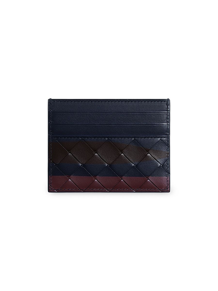 Men's Intrecciato Leather Card Case - Midnight
