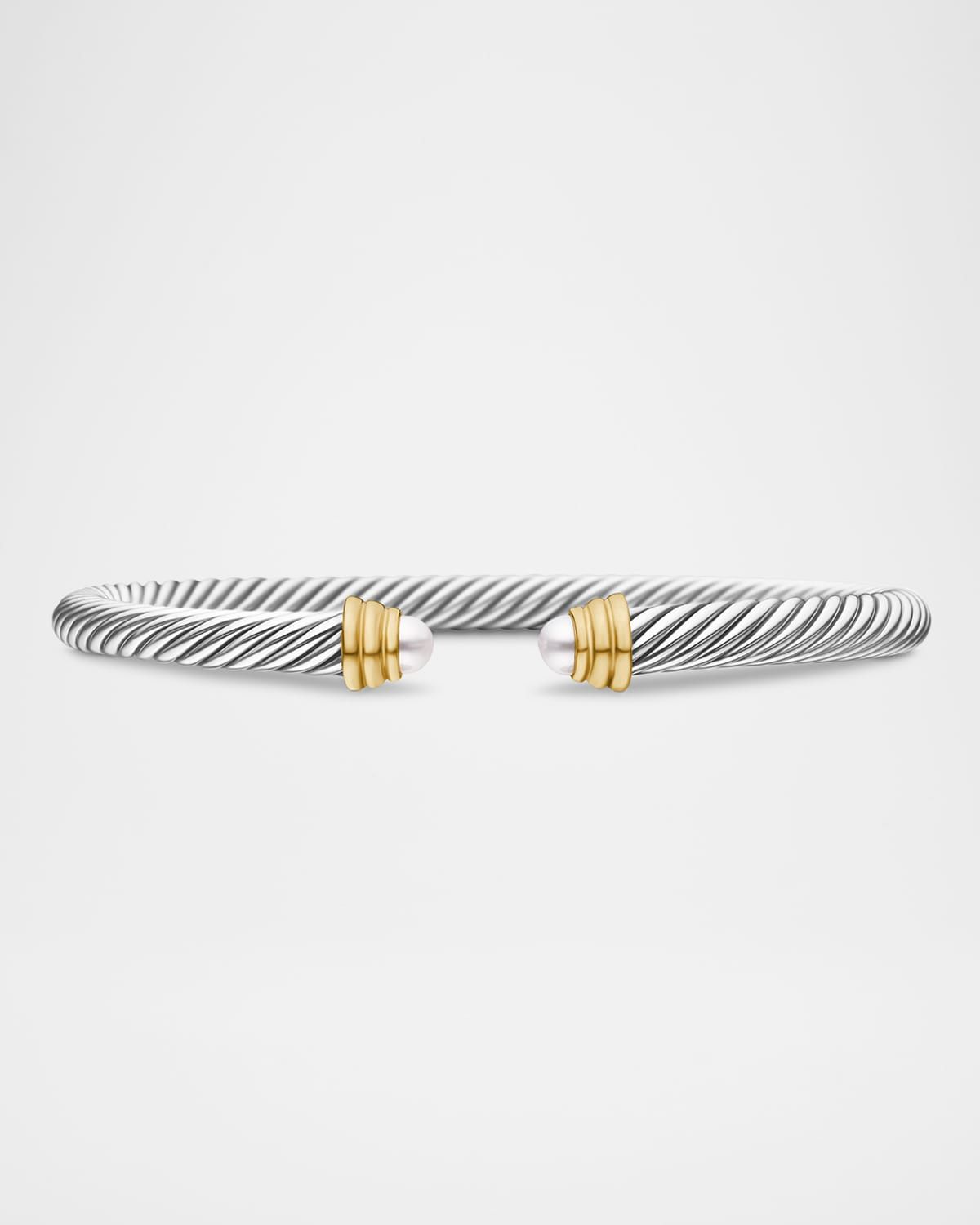 Cable Classics Bracelet with Pearl in Silver with 18K Gold