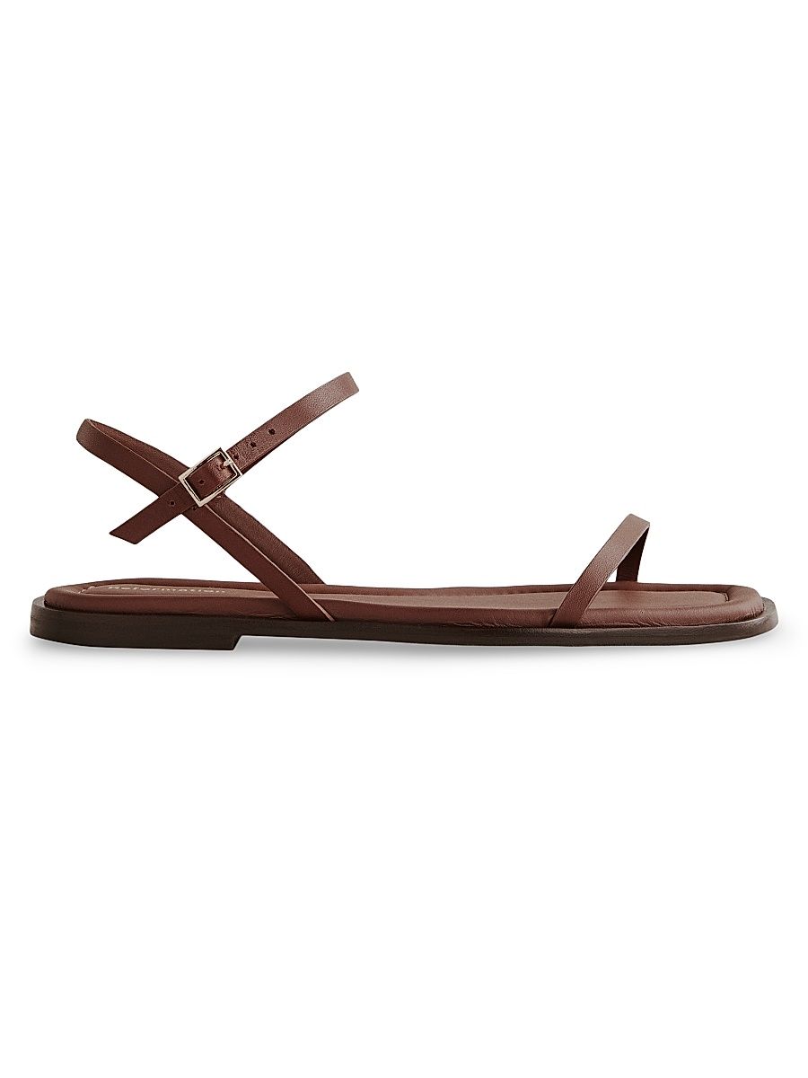 Women's Lake Leather Flat Sandals - Walnut - Size 10