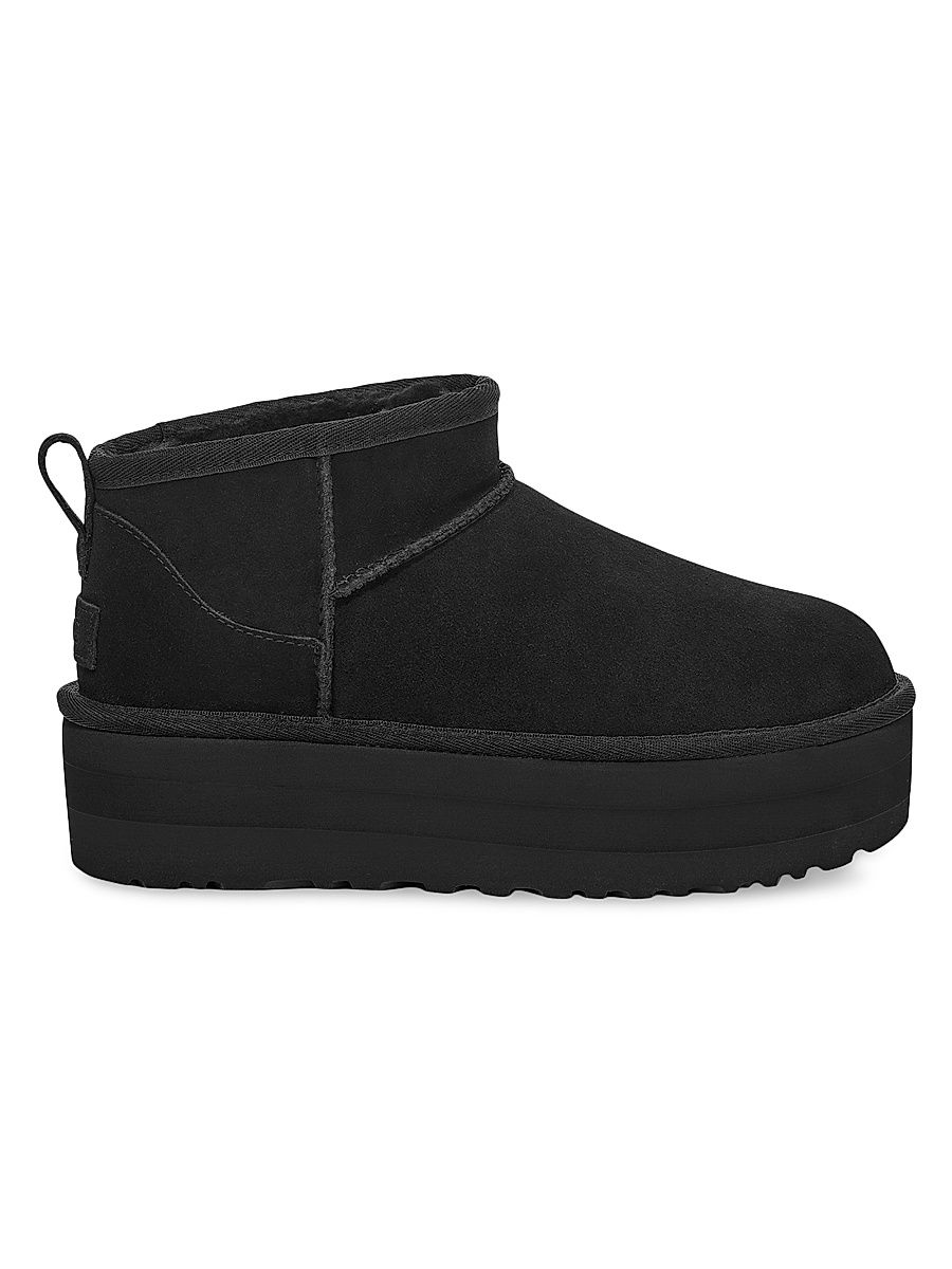 Women's Classic Ultra MN 50MM Suede Platform Boots - Black - Size 10