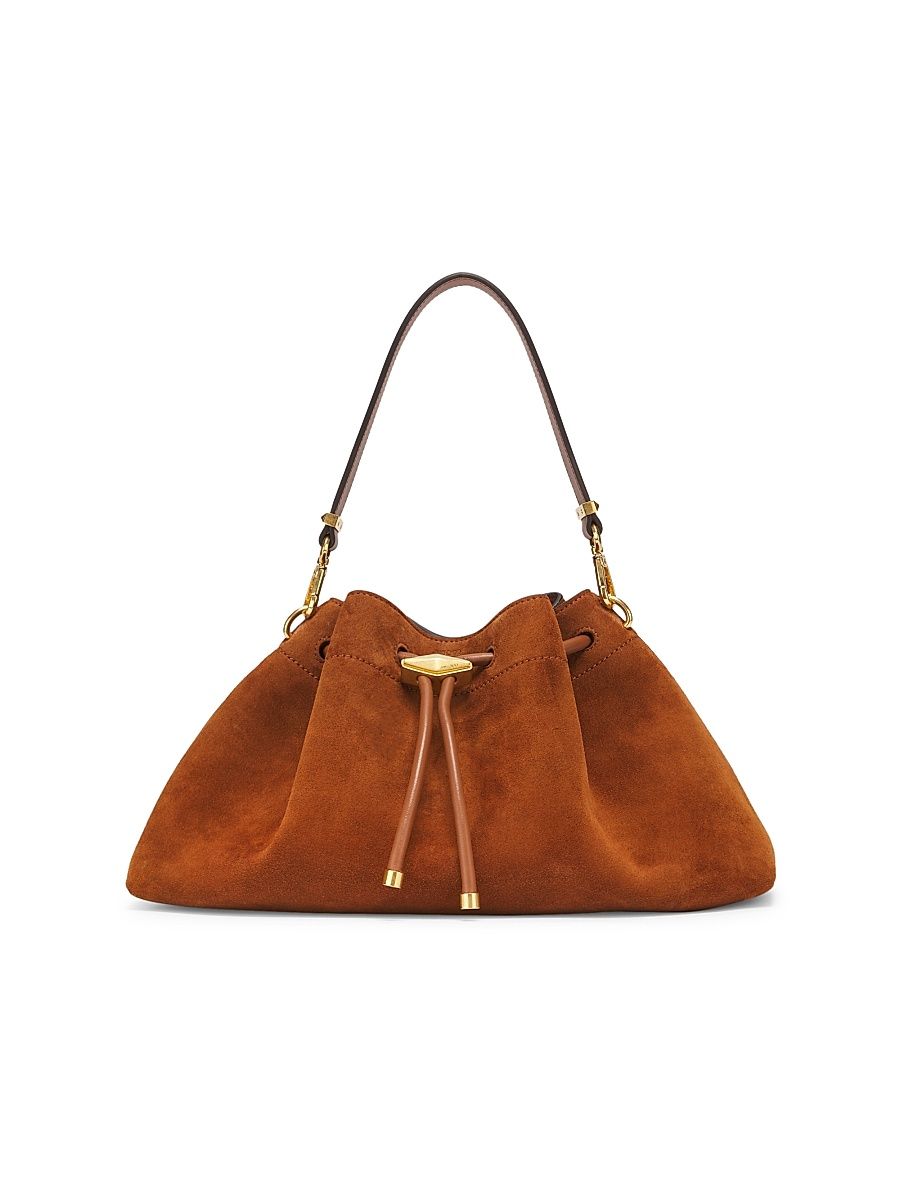Women's Cinch Suede Bucket Bag - Tan Gold