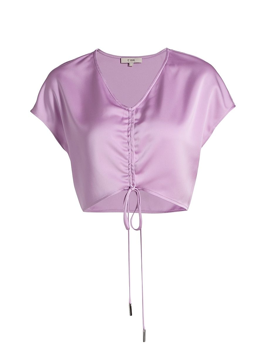 Women's Blake Satin Ruched Crop Top - Lavender - Size 10