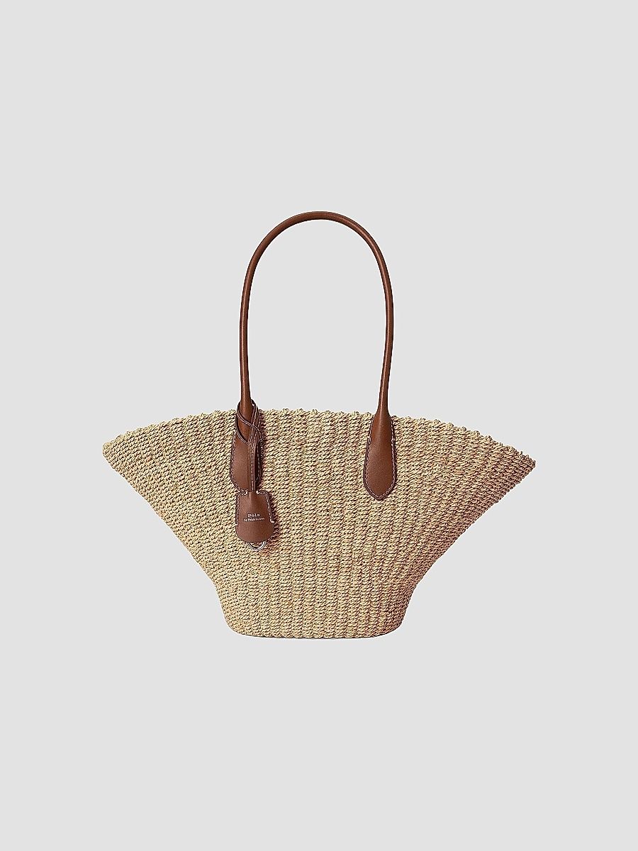 Polo Ralph Lauren Women's Bellport Raffia Basket Tote Bag - Natural Cuoio