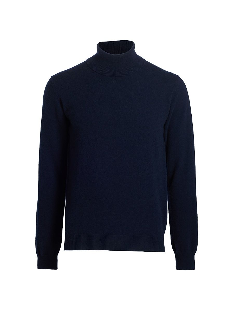 Men's Cashmere Turtleneck Sweater - Navy - Size Large