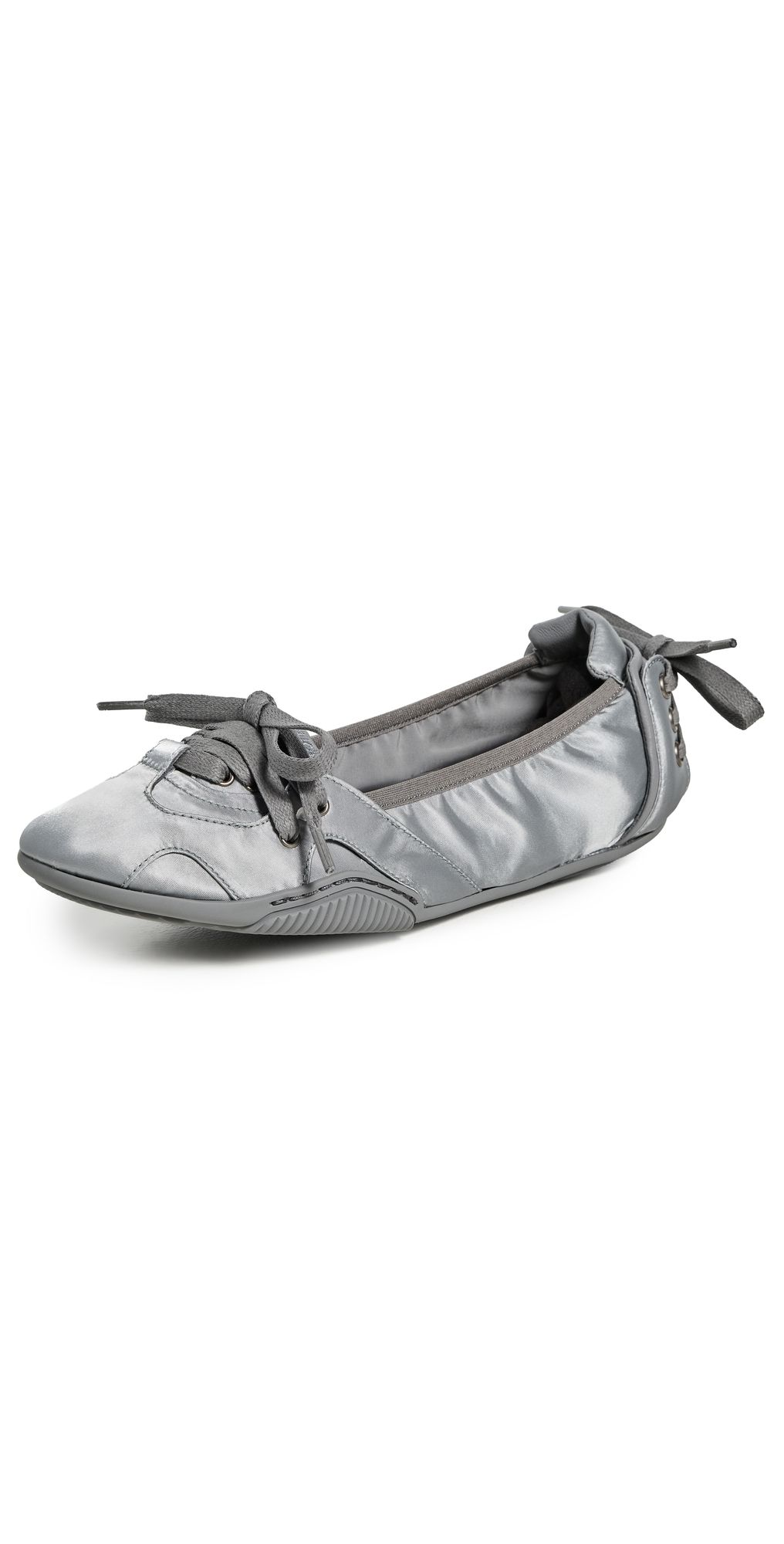 Acne Studios Lace Up Satin Ballet Flats Silver Grey 36