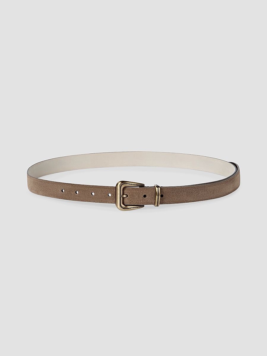 Women's Suede Belt with Monili - Brown - Size XXS