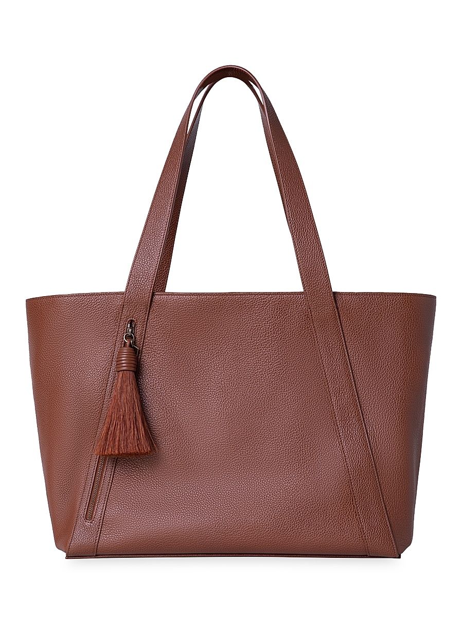 Women's Alexa Leather Zip-Top Tote - Caramel