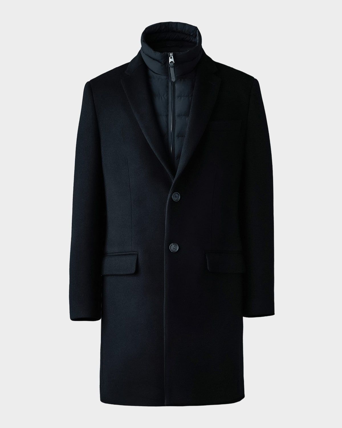 Men & apos;s Wool Topcoat with Removable Down Bib