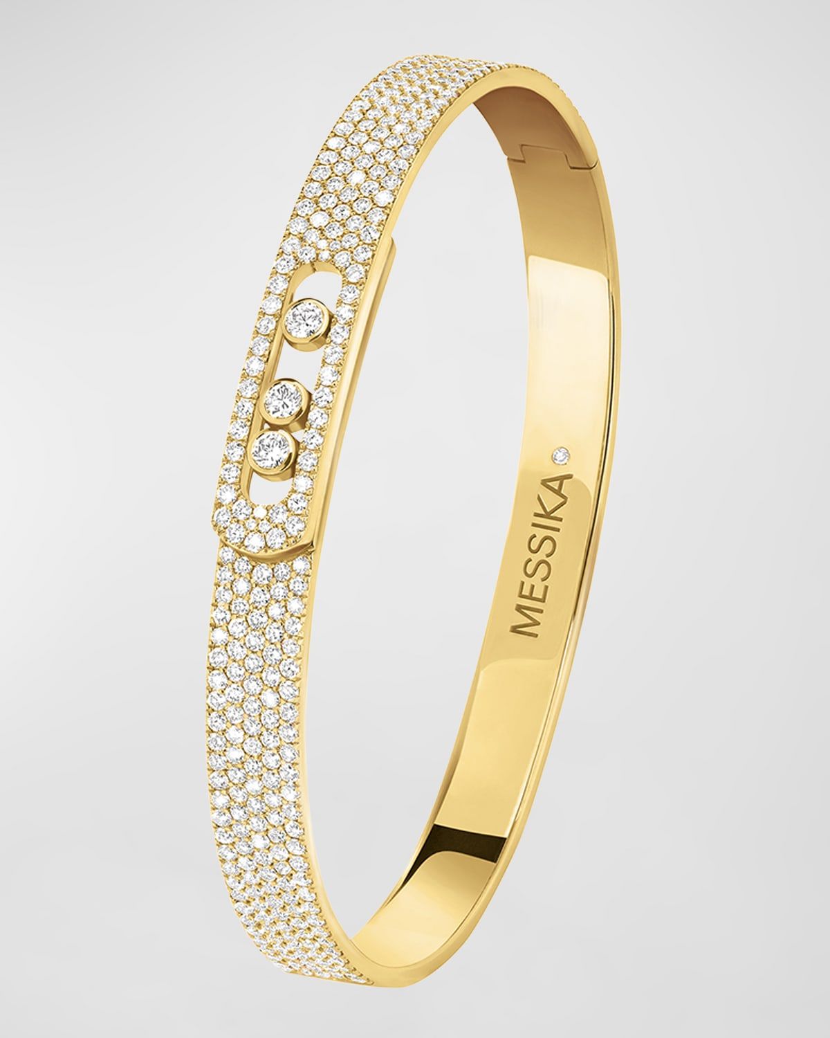 MOVE UNO 18K YELLOW GOLD DIAMOND PAVE BANGLE BRACELET