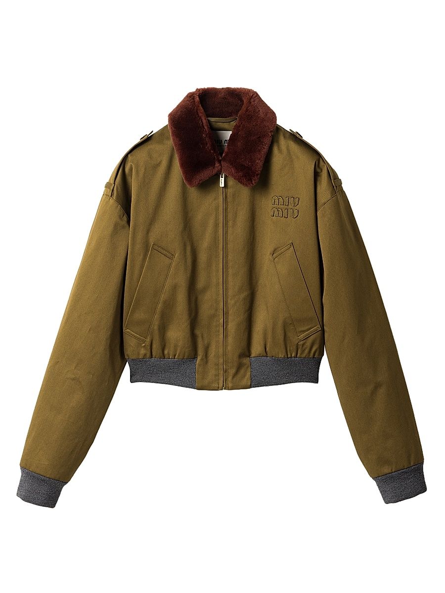 Women's Cotton Satin Bomber Jacket - Green - Size 6